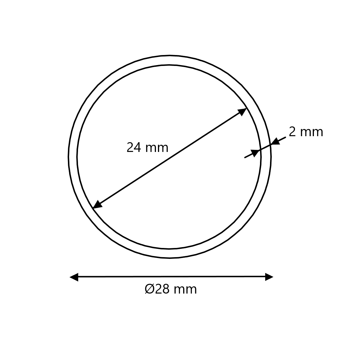 Aluminium buis Ø28x2