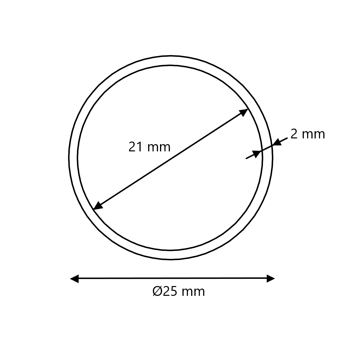Aluminium buis Ø25x2