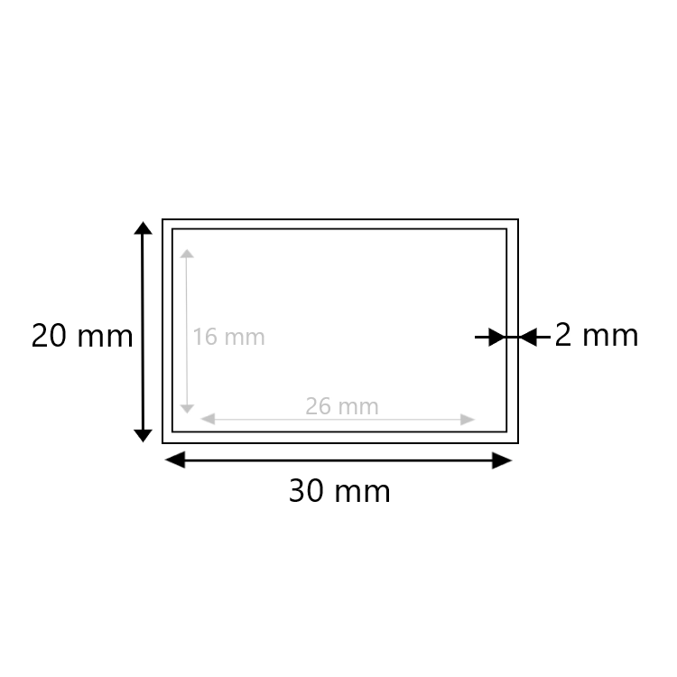 Aluminium koker 20x30x2