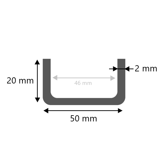 Stalen U profiel koud gewalst 20x50x20x2