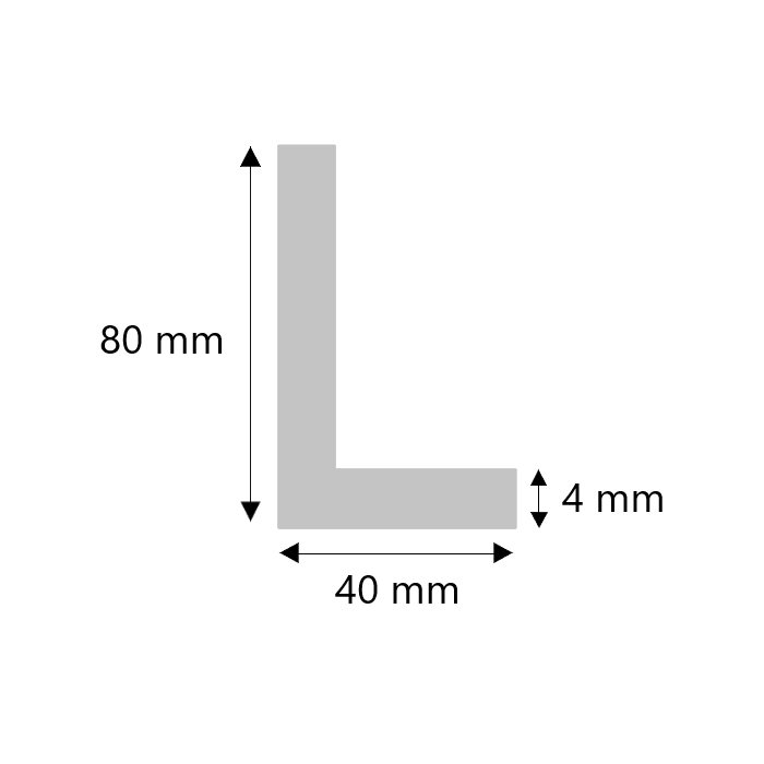 Aluminium hoekprofiel 80x40x4