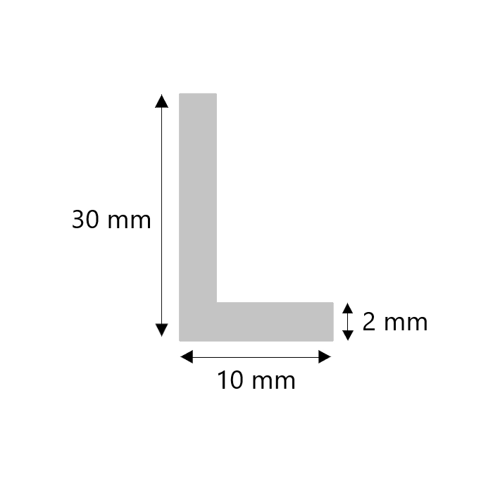 Aluminium hoekprofiel 30x10x2