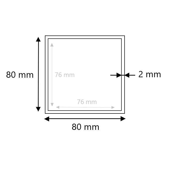 Brute Inox koker 80x80x2