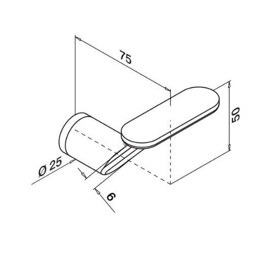 Gouden schuine leuningdrager voor vlakke handleuning (blind)