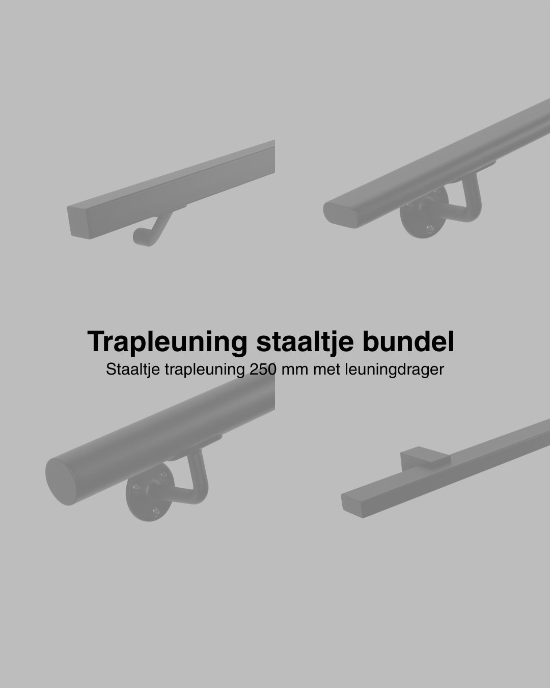 Set staaltjes trapleuningen zwart afbeelding