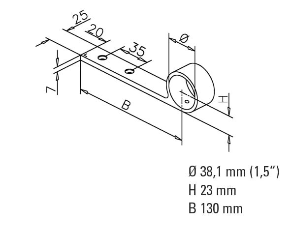 Leuninghouder 5 Ø38,1mm Antraciet