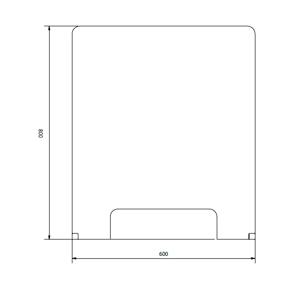 Kunststof kuchschot met RVS T poot 600x800mm