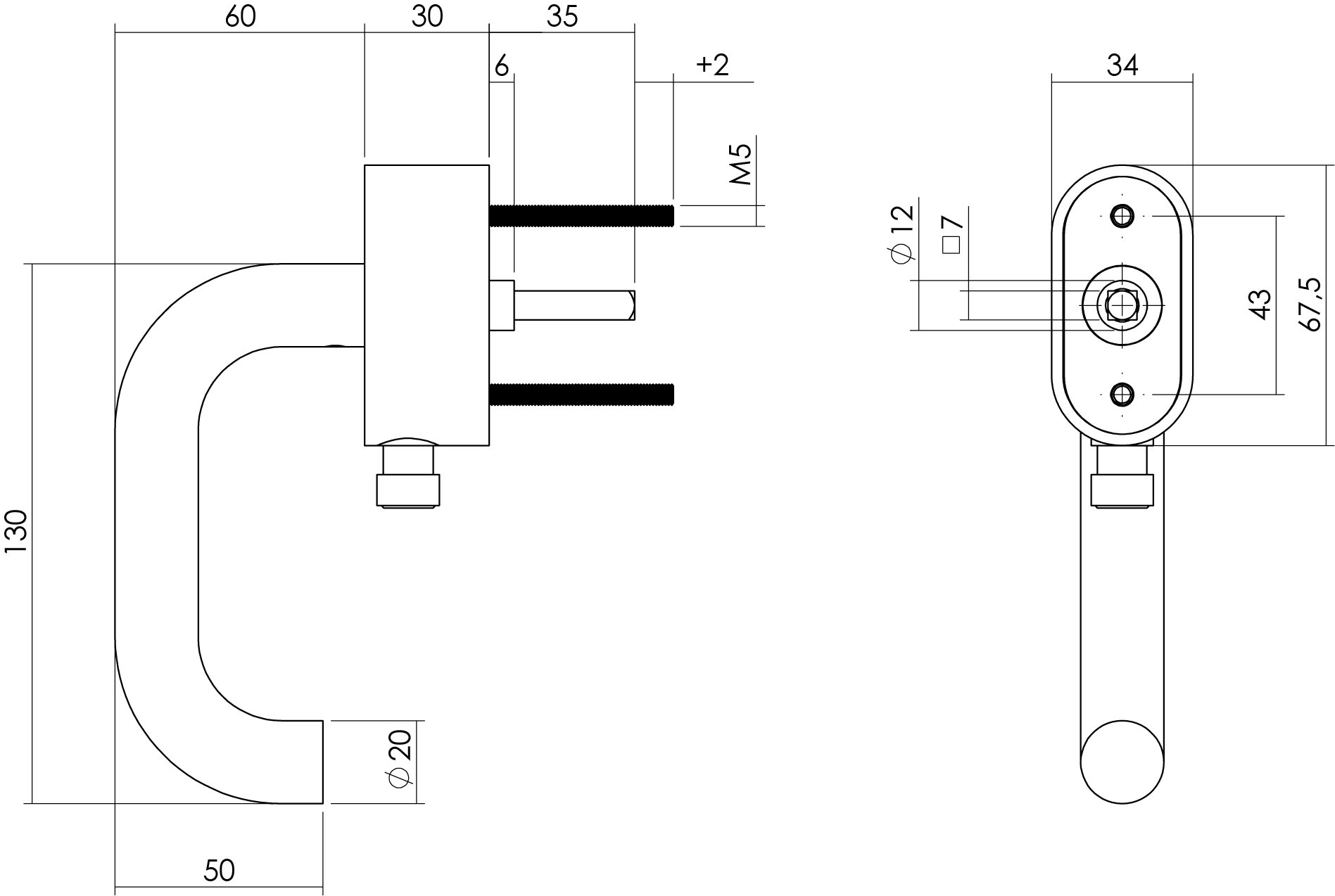 Intersteel Afsluitbare raamkruk rond op ovale rozet met stift 35mm rvs geborsteld SKG***