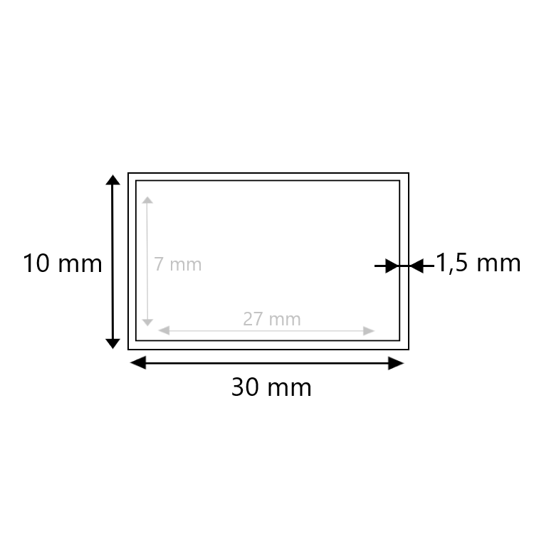 Blank stalen koker 30x10x1,5