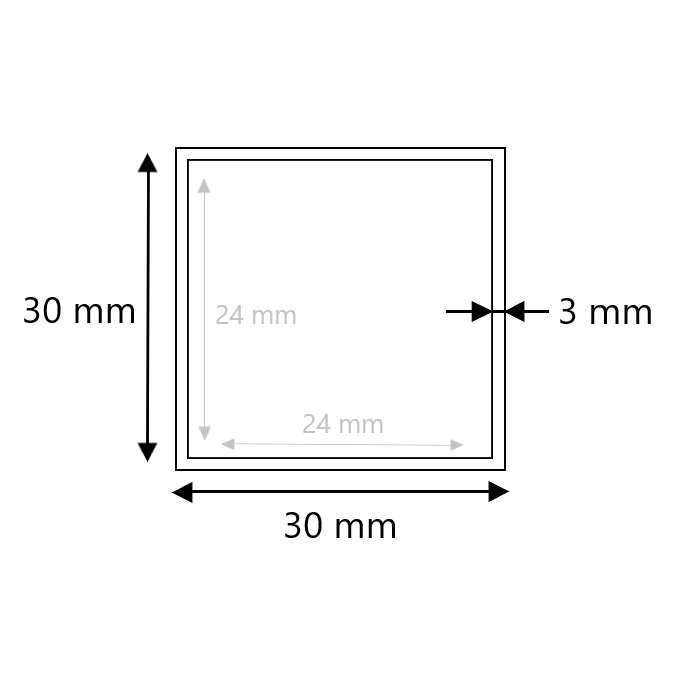 Brute RVS koker 30x30x3