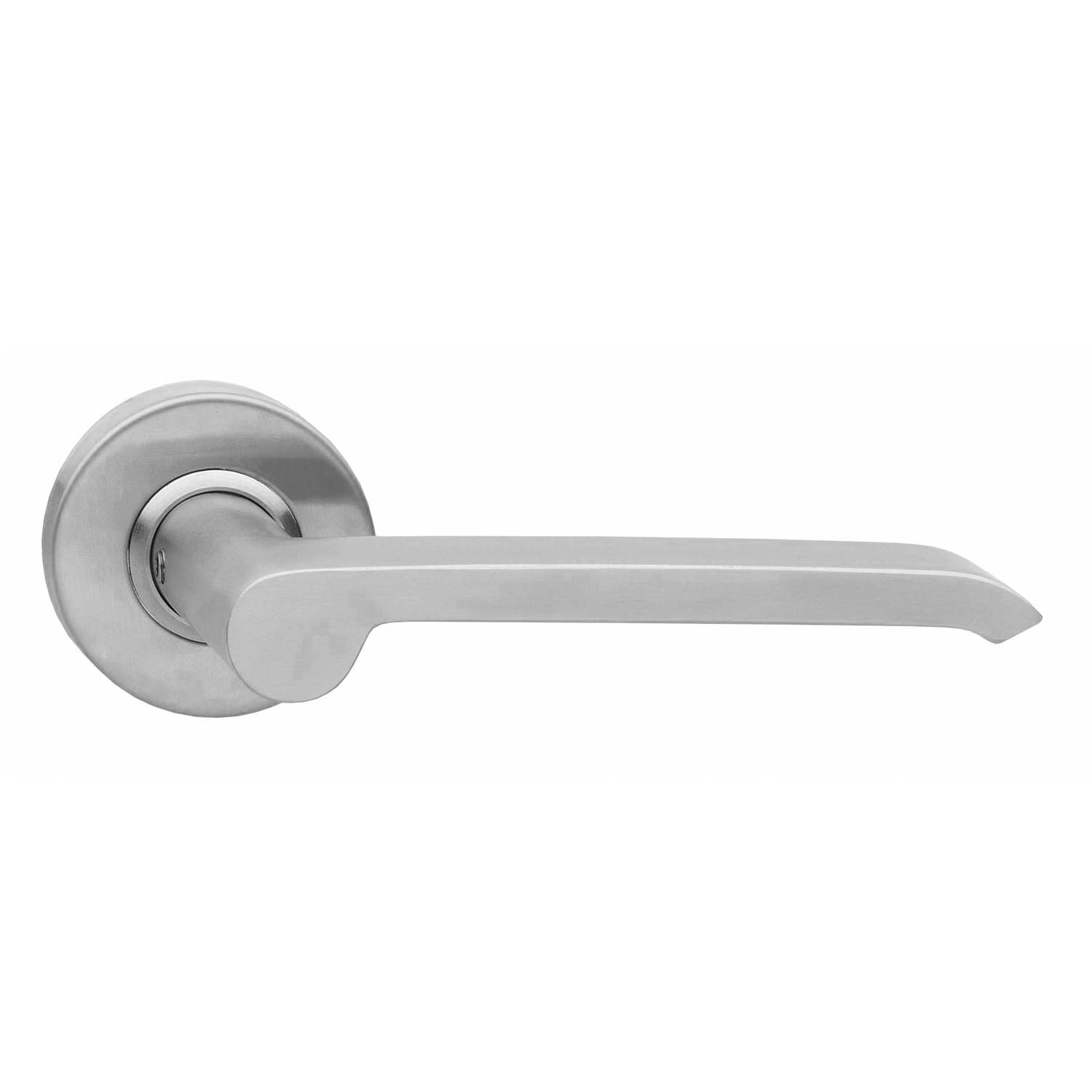 Intersteel Deurkruk Emma geveerd op rozet Ø52x10 met ring met veer rvs geborsteld
