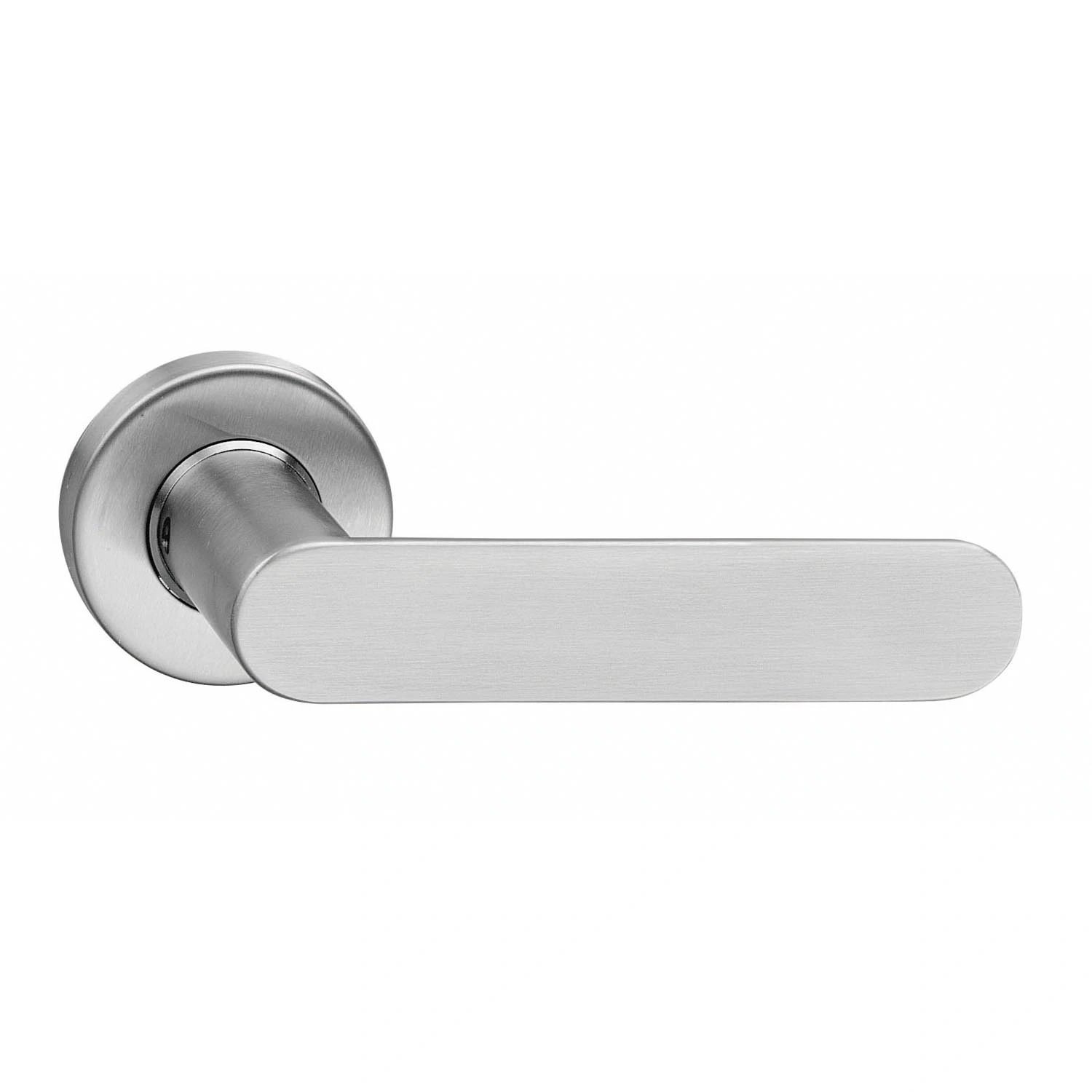 Intersteel Deurkruk Massief strak-elegant geveerd op rozet Ø53x10 met ring rvs geborsteld