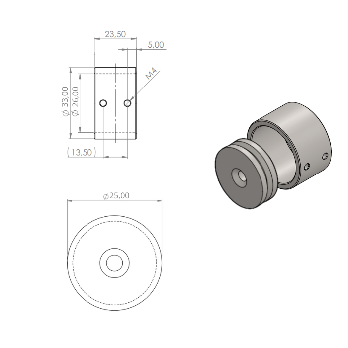 Flens Ø25 goud Type 2 (blind)