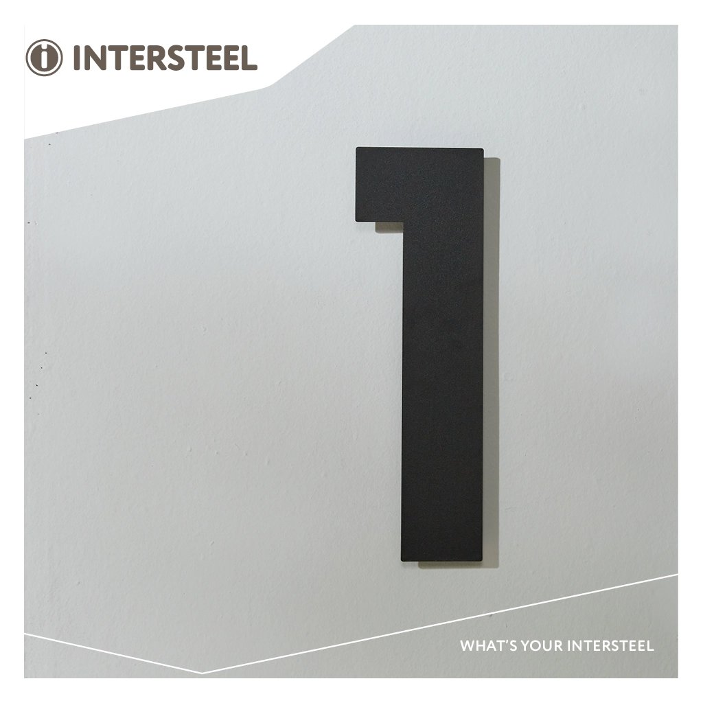 Intersteel Huisnummer 1 XL hoogte 30 cm rvs/mat zwart