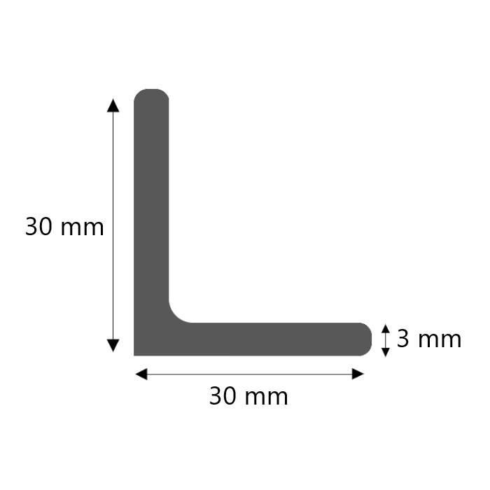Inox hoekprofiel 30x30x3