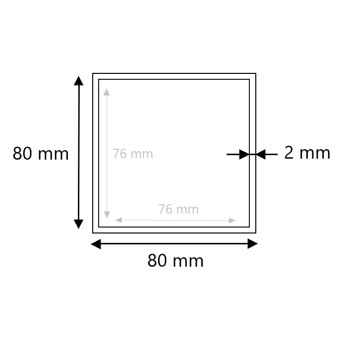 Inox koker 80x80x2 geslepen