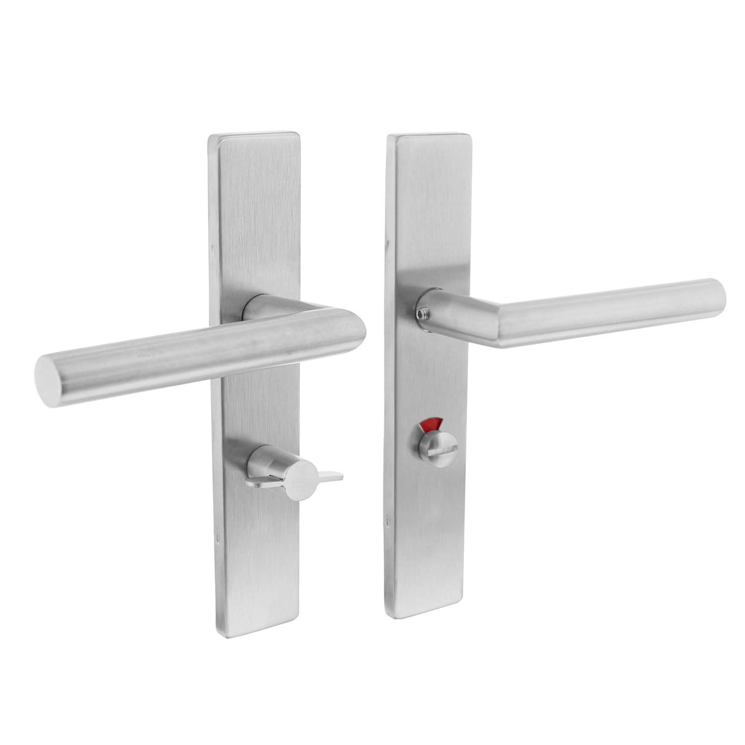 Intersteel Deurkruk Hoek 90° op rechthoekig schild toilet-/badkamersluiting 63 mm links rvs geborste