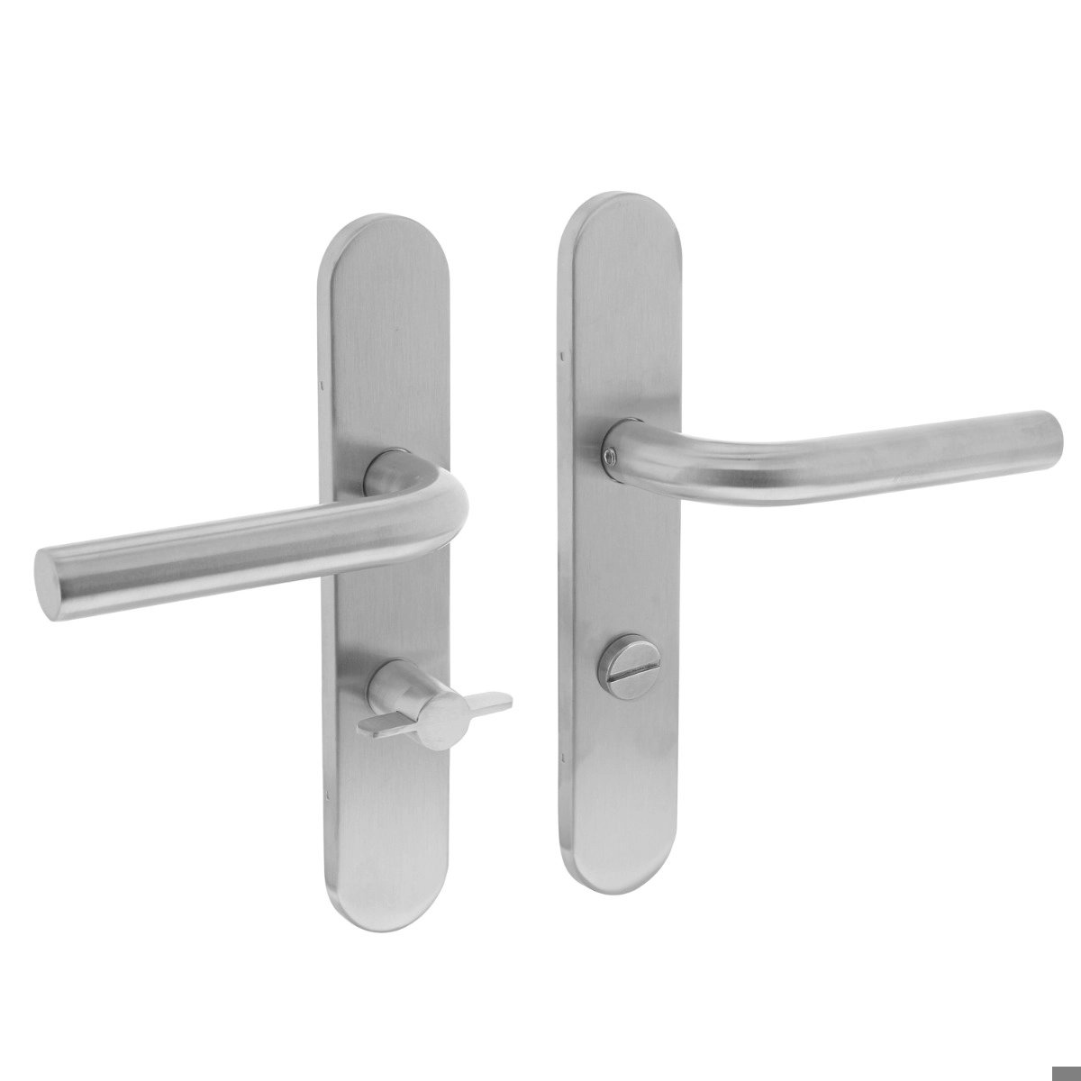 Intersteel Deurkruk Recht op verdekt schild met toilet-/badkamersluiting 63 mm rvs geborsteld