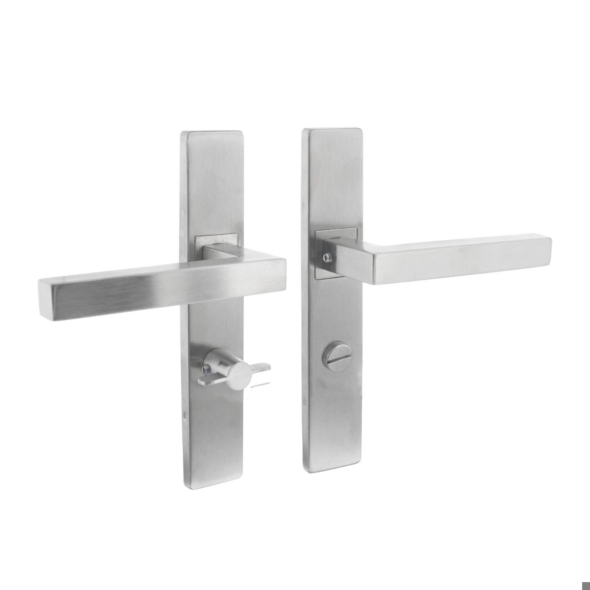 Intersteel Deurkruk Vierkant op schild verdekt rechthoekig 219x40mm met nokken wc 63/8mm rvs EN1906/