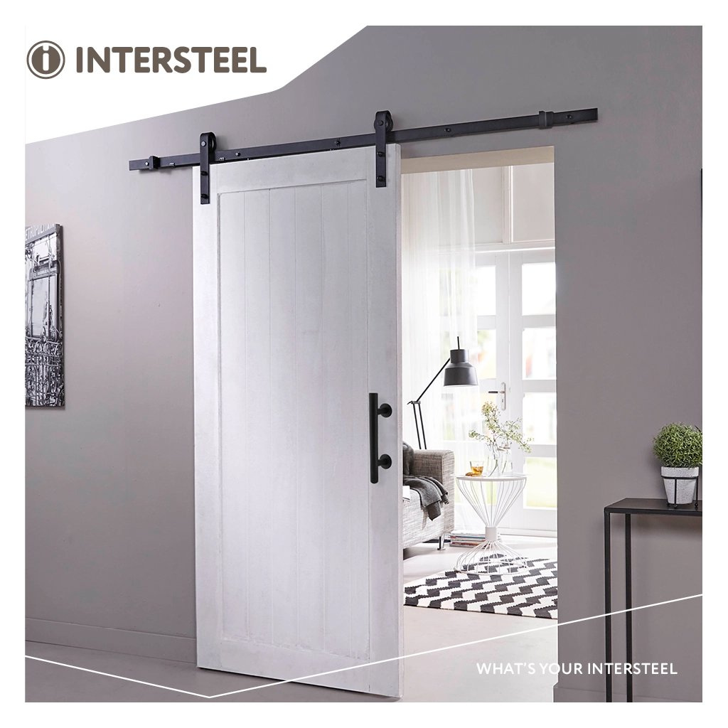 Intersteel DIY-schuifdeur Legno MDF wit gegrond 2115x930x38 mm + zwart ophangsysteem Basic incl. sch