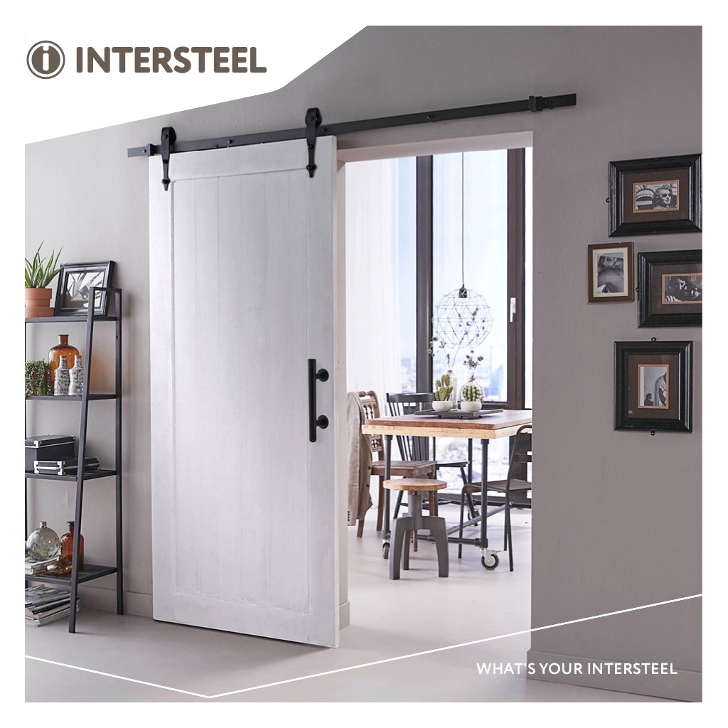 Intersteel DIY-schuifdeur Legno MDF wit gegrond 2115x930x38 mm + zwart ophangsysteem Classic incl. s