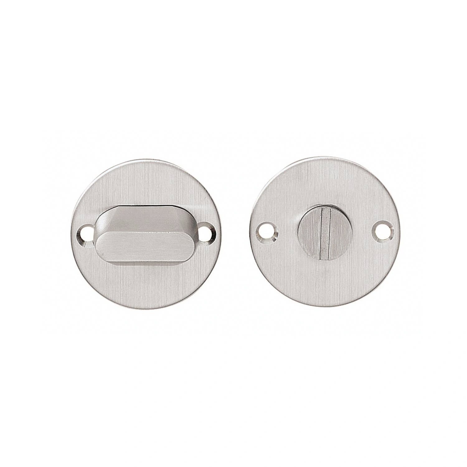 Intersteel Rozet rond plat 50 mm toilet-/badkamersluiting zonder venster met 8 mm stift rvs geborste