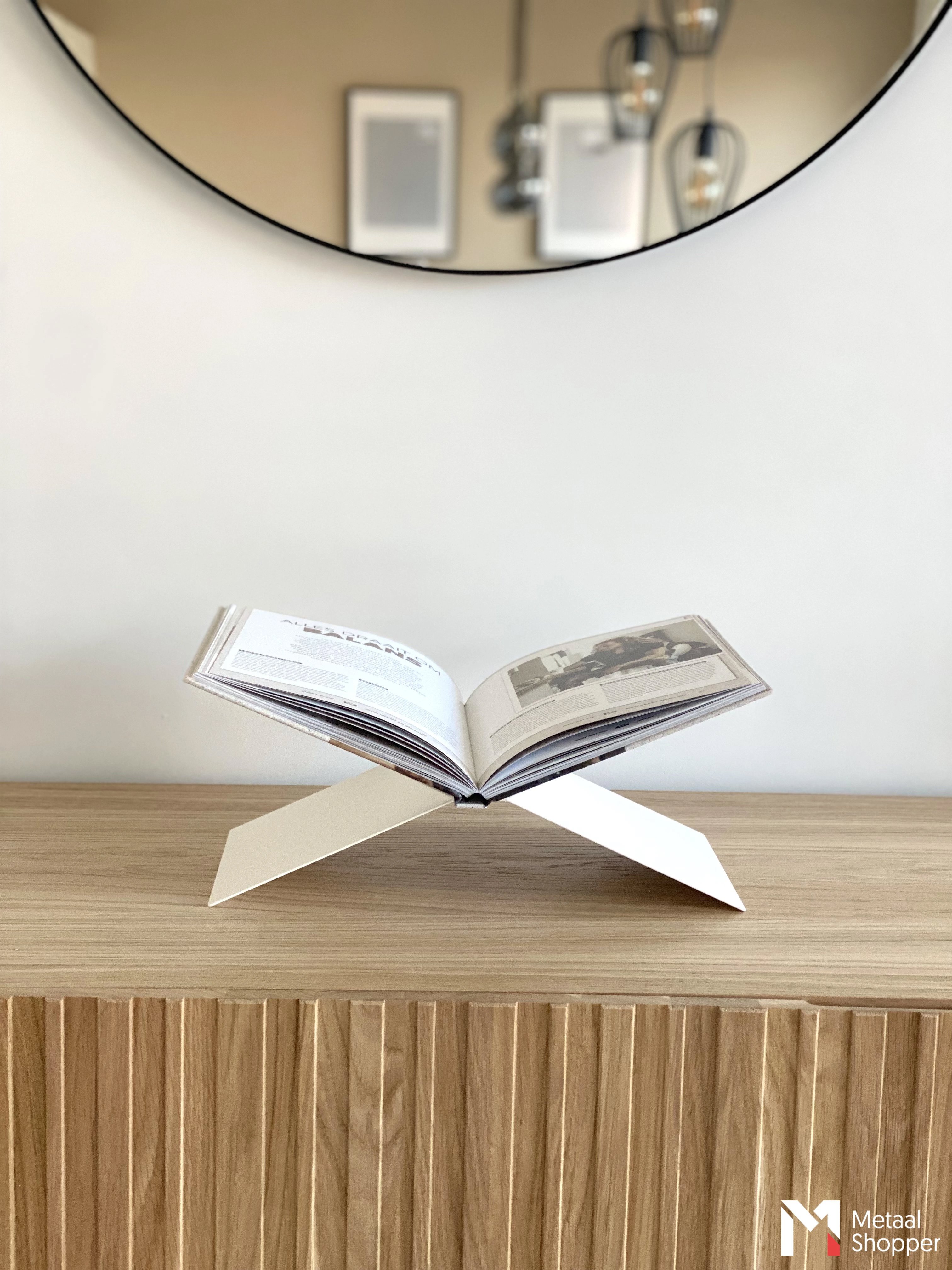 LIROdesign Boekensteun Wit - Boekenstandaard - metalen boekenstandaard - Bookstand