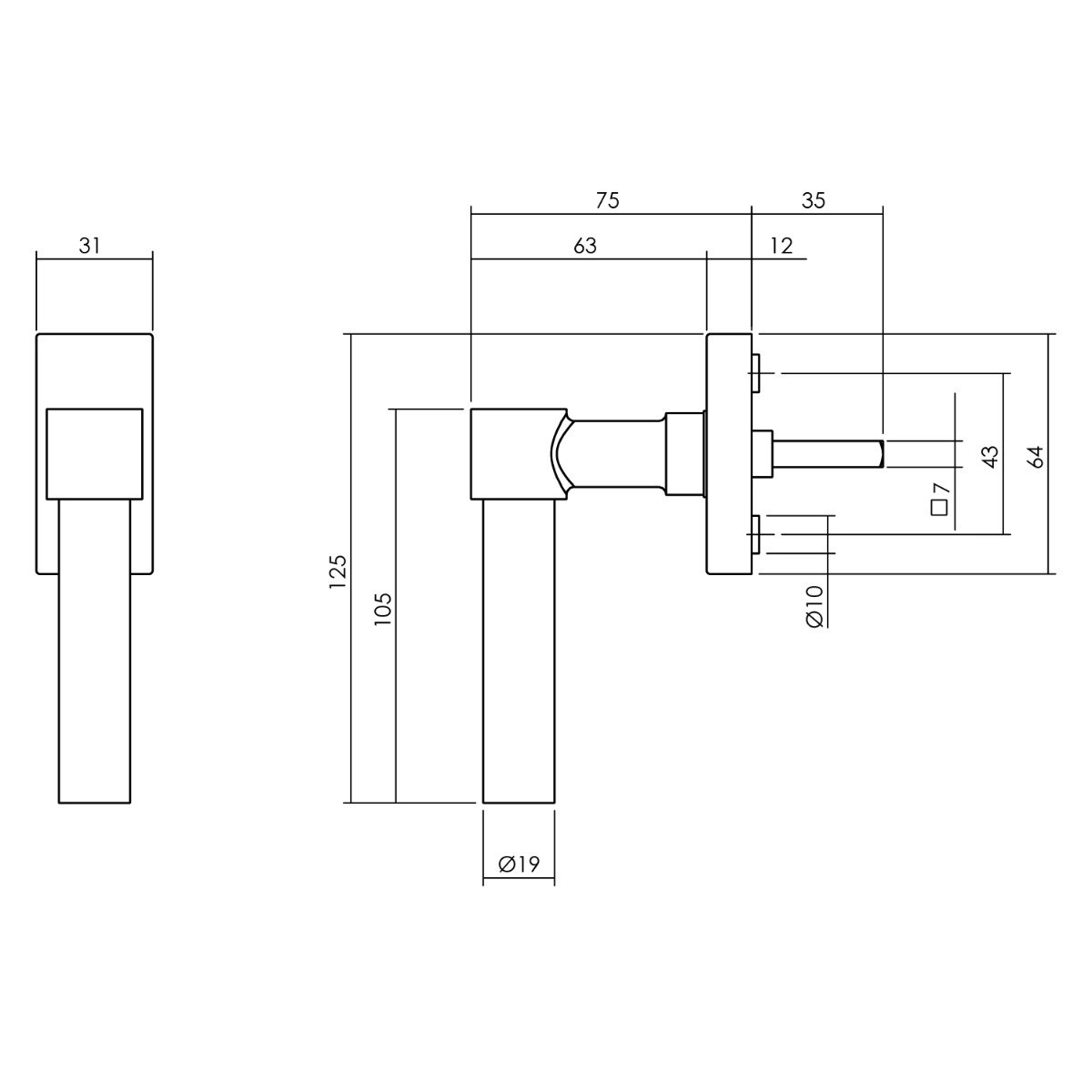 Intersteel Raamkruk L-vorm Recht rvs geborsteld