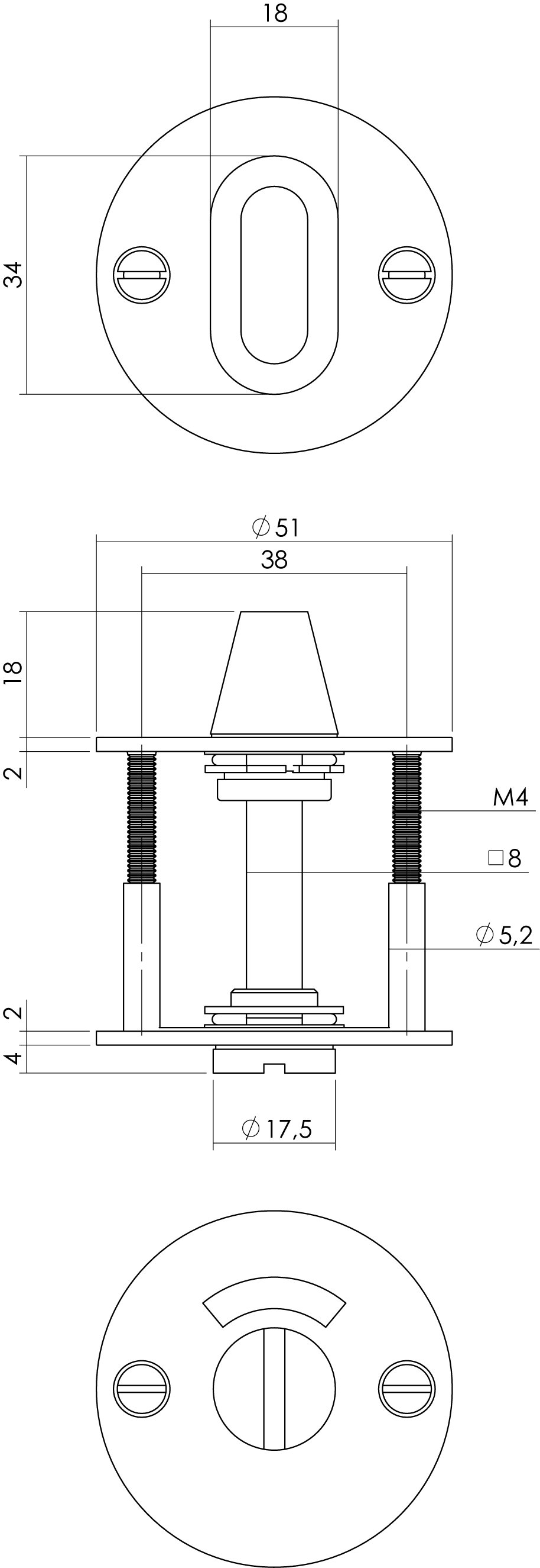 Intersteel Rozet toilet-/badkamersluiting 2 mm dun rvs/zwart