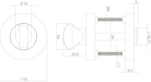 Intersteel Rozet toilet-/badkamersluiting rond chroom/nikkel mat