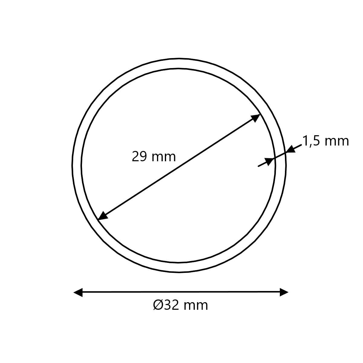 RVS kledingroede Ø32 (blind)