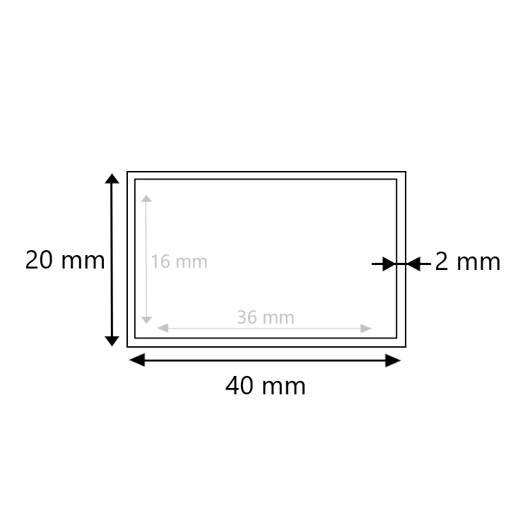 RVS koker hoogglans gepolijst 40x20x2 mm