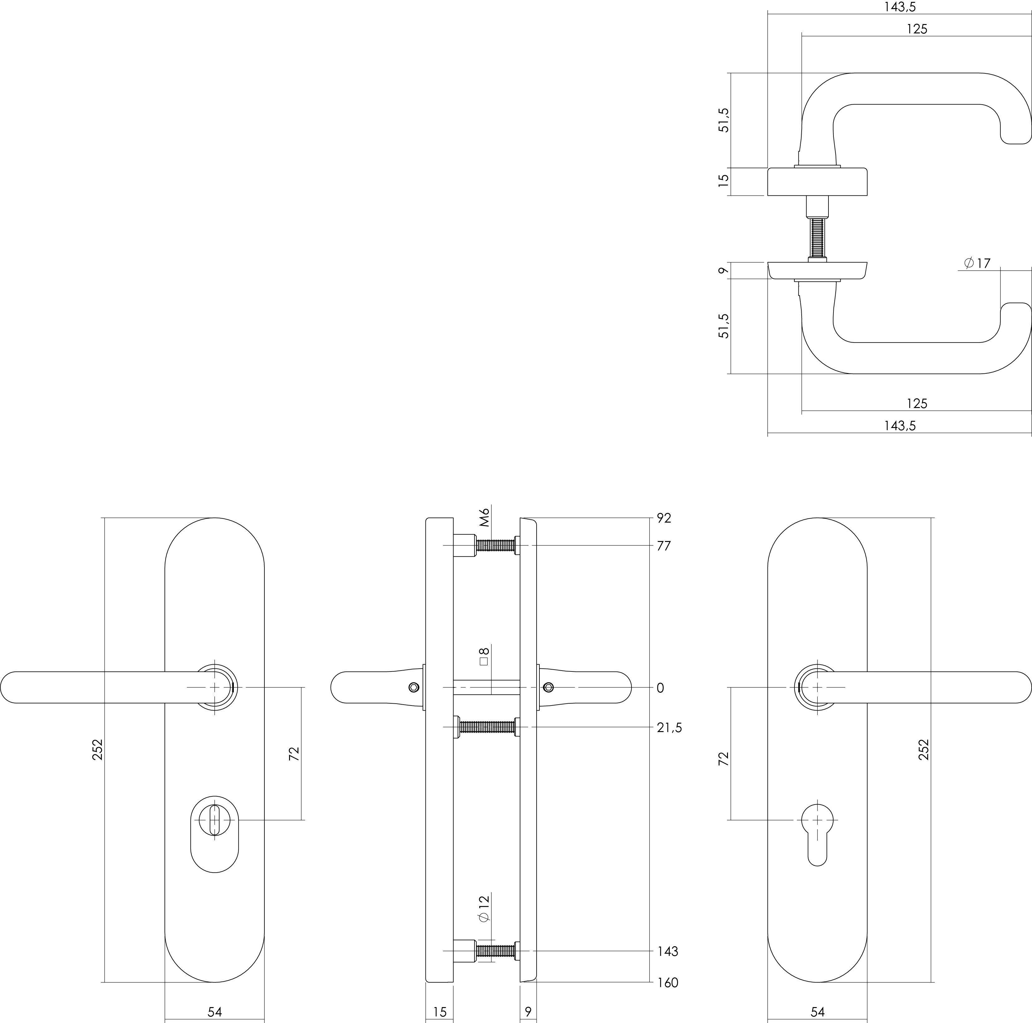 Intersteel Veiligheidsbeslag kerntrekbeveiliging profielcilindergat ovaal messing 72 mm