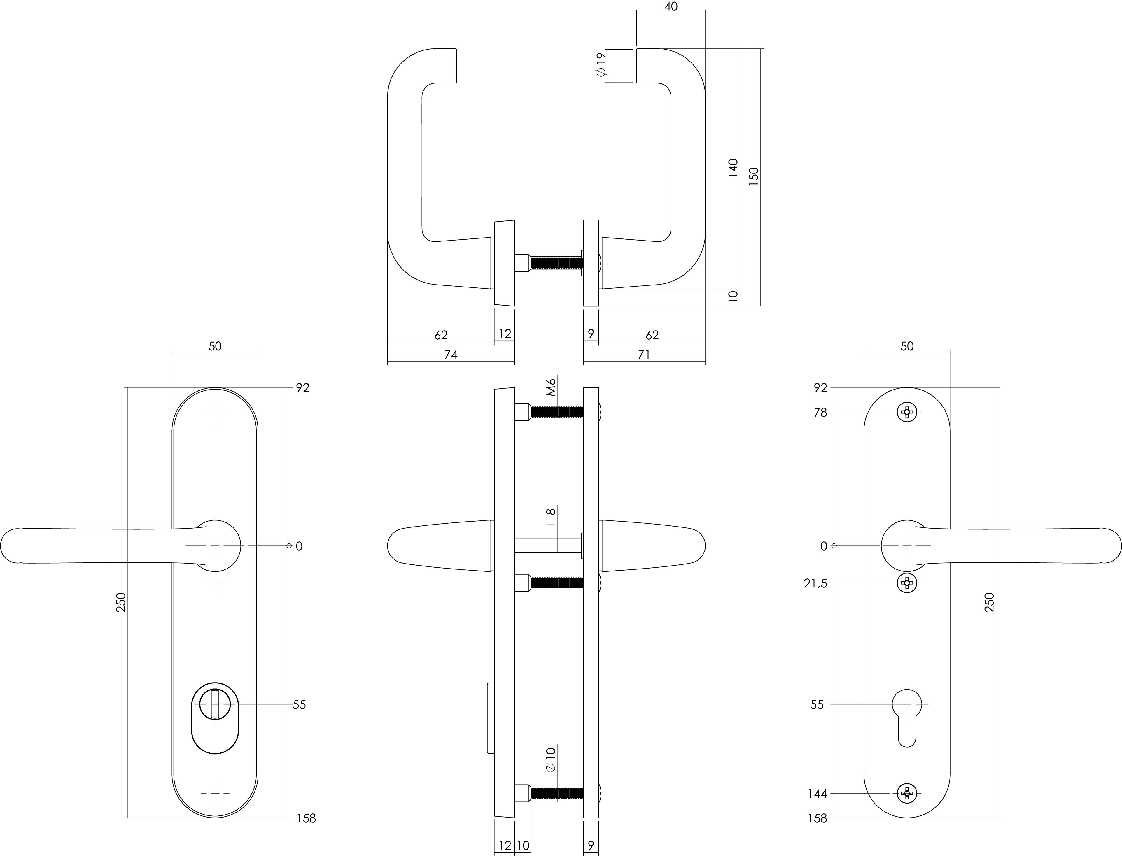 Intersteel Veiligheidsbeslag SKG*** kruk/kruk profielcilinder 55 mm met kerntrekbeveiliging