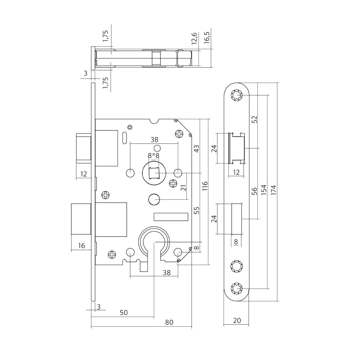 Intersteel Woningbouw cilinder dag- en nachtslot zwart 55 mm