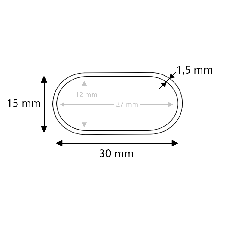 Zwarte garderobestang ovaal 30x15