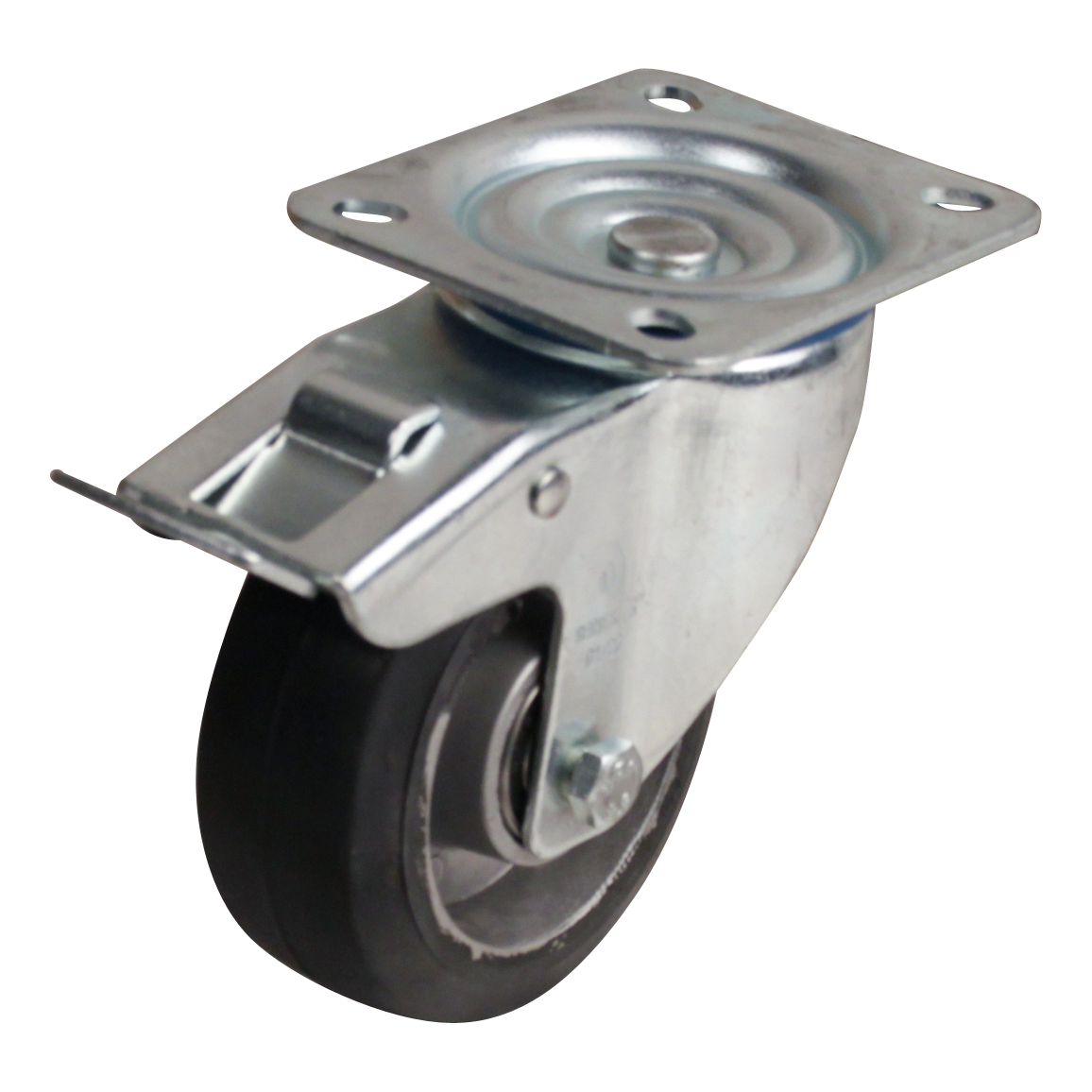 Zwenkwiel geremd 100mm serie 10 ᠆ 15 | Plaatbevestiging | Kogellager