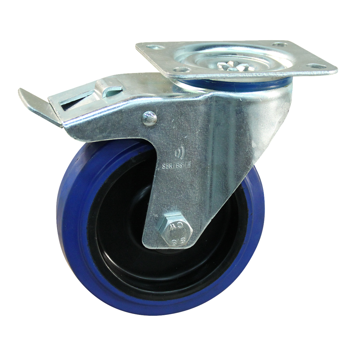 Zwenkwiel geremd 100mm serie 13 ᠆ 15 | Plaatbevestiging | Rollager