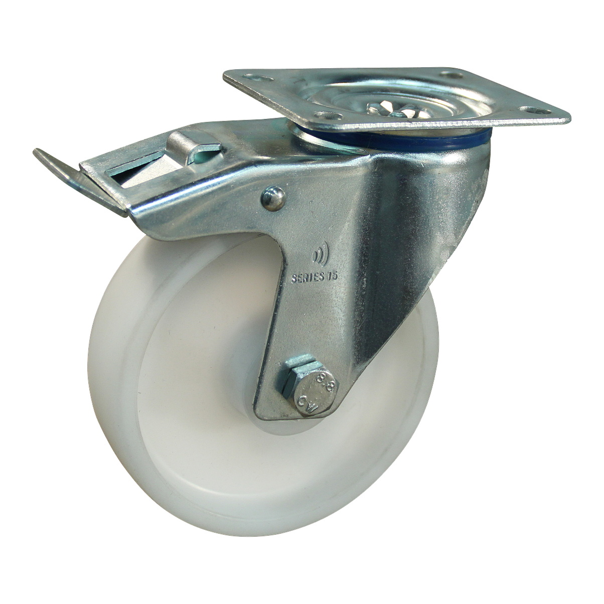 Zwenkwiel geremd 100mm serie 34 ᠆ 15 | Plaatbevestiging | Rollager