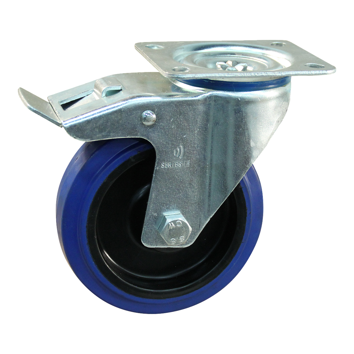 Zwenkwiel geremd 125mm serie 13 ᠆ 15 | Plaatbevestiging | Rollager