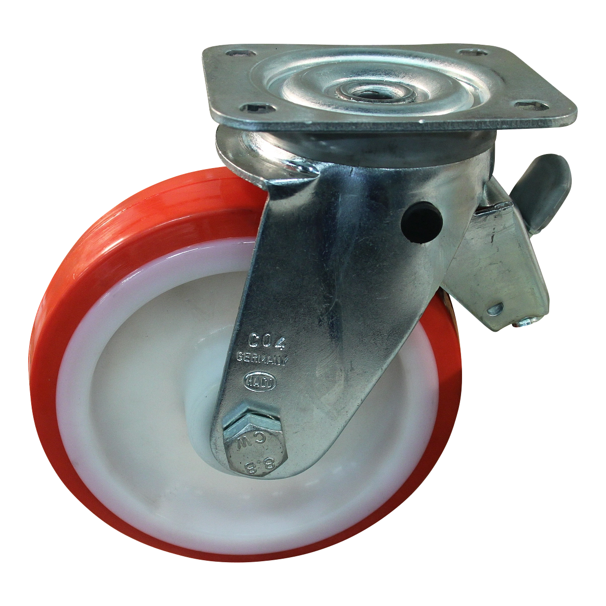 Zwenkwiel geremd 150mm serie 27 ᠆ 11 verzinkt | Plaatbevestiging | Glijlager