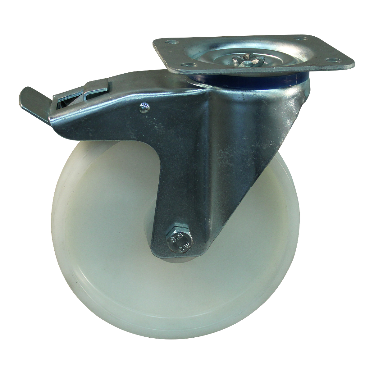 Zwenkwiel geremd 200mm serie 34 ᠆ 15 rollager | Plaatbevestiging | Rollager