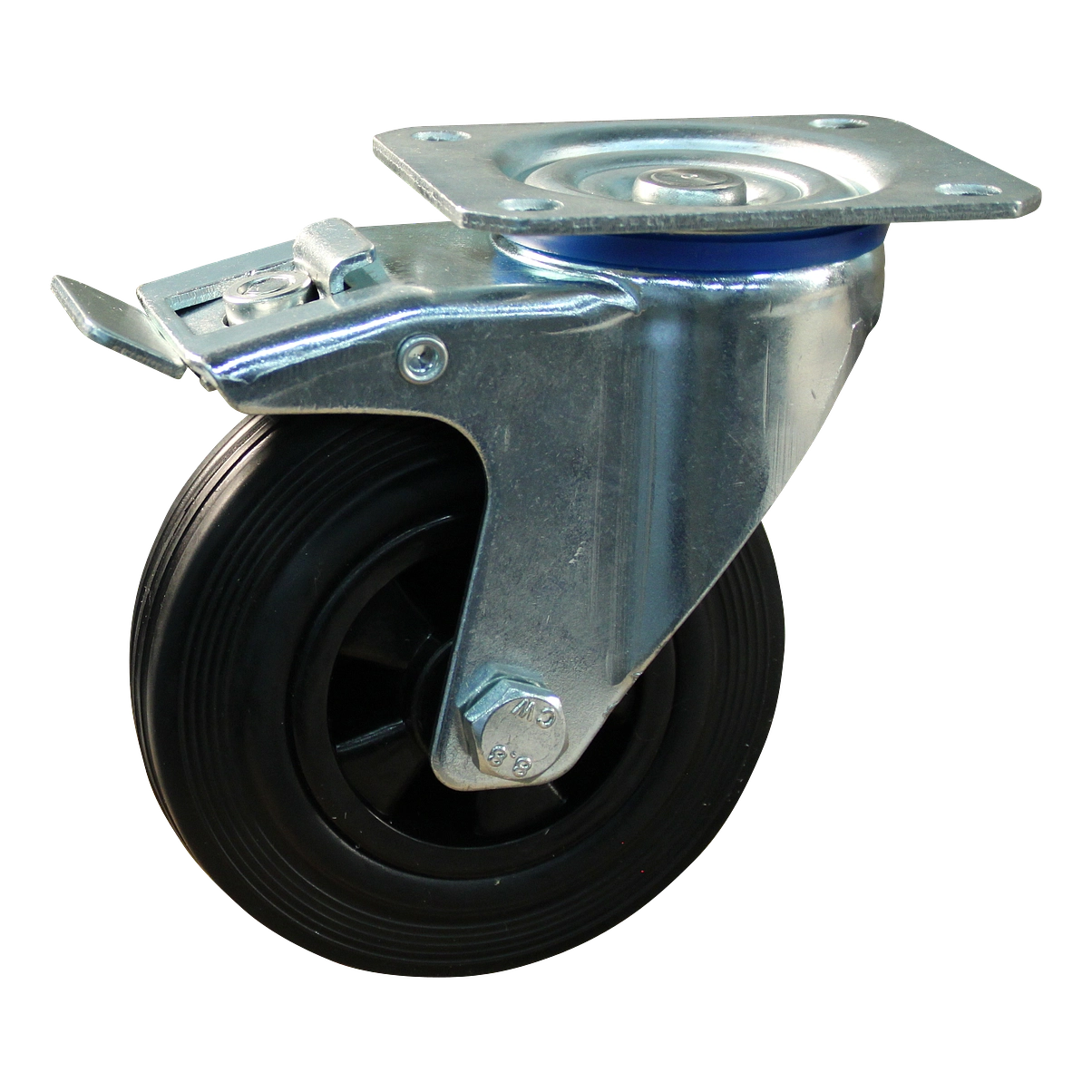 Zwenkwiel geremd 80mm serie 01 ᠆ 12 | Plaatbevestiging | Rollager