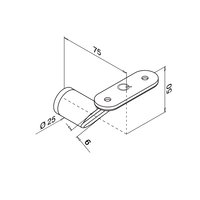 Schuine leuningdrager voor vlakke handleuning (blind)