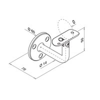 Variabele leuningdrager voor handleuning Ø42,4