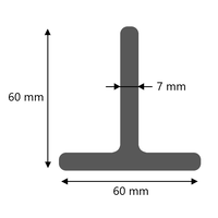 Stalen T profiel warm gewalst 60x60x7