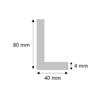 Aluminium hoekprofiel 80x40x4