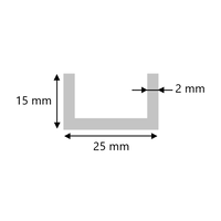Aluminium U profiel 15x25x15x2