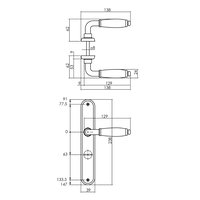 Intersteel Deurkruk Courgette met ovaal schild 235x40x8mm WC63/8mm chroom