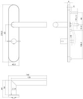 Intersteel Deurkruk Hoek 90° op schild toilet-/badkamersluiting 63 mm links rvs geborsteld